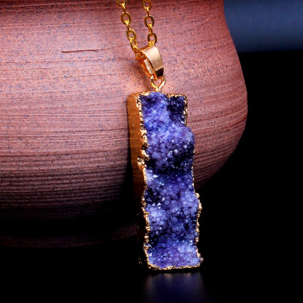 Amethyst Bar Stone Gold Necklace 20$